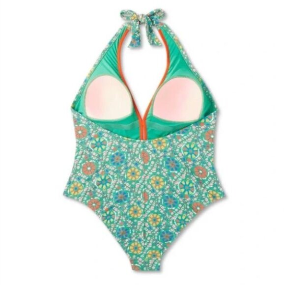 NWT RHODE Zinnia Floral Print Halter High-Leg Cheeky Swimsuit - Picture 2 of 7